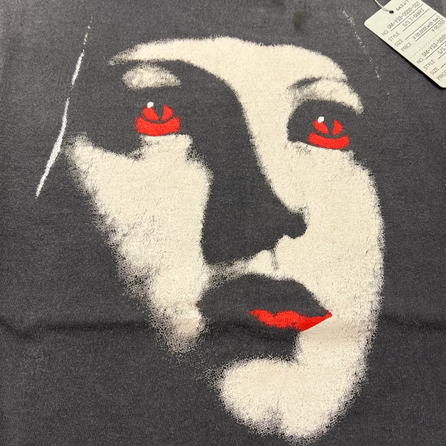 SAINT Mxxxxxx SS TEE/PSYCHOTIC SNT/BLK Gothic heavy metal rock style retro short-sleeved Mysterious woman's face printed distressed TEE Washed black S-XL Same as the original version Cylindrical side seam OE yarn fabric Garment dyeing Faded by heavy washing Bust plaster faded Correct version Matching of original accessories